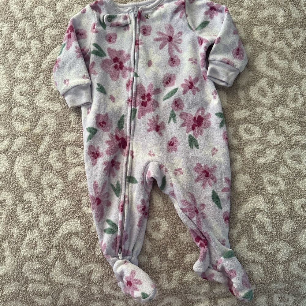 Carter's Pink and Green Floral Footie